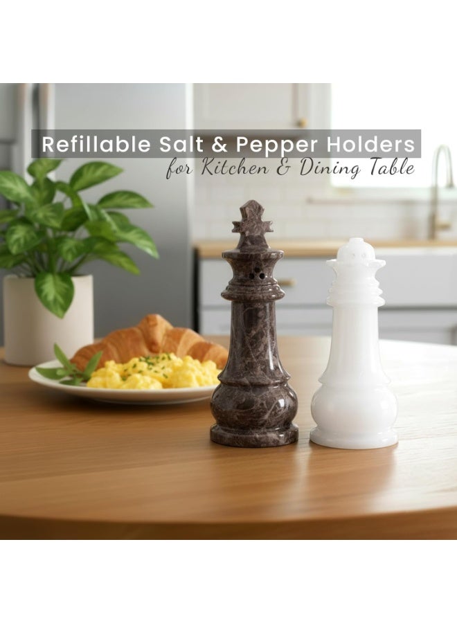 RADICALn Marble Salt and Pepper Shaker Set, Oceanic & White Modern Handmade Marble Spice Containers & Salt Cellar, Decorative Kitchen & Dining Table Accessories Gift Option - Image 4
